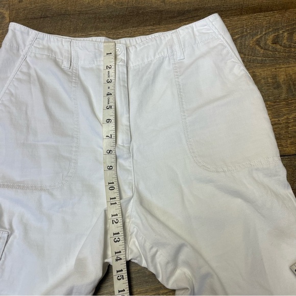 Talbots SuperSoft Cargo Pants Women Size 10 White Cotton Linen Blend Casual - Picture 3 of 10